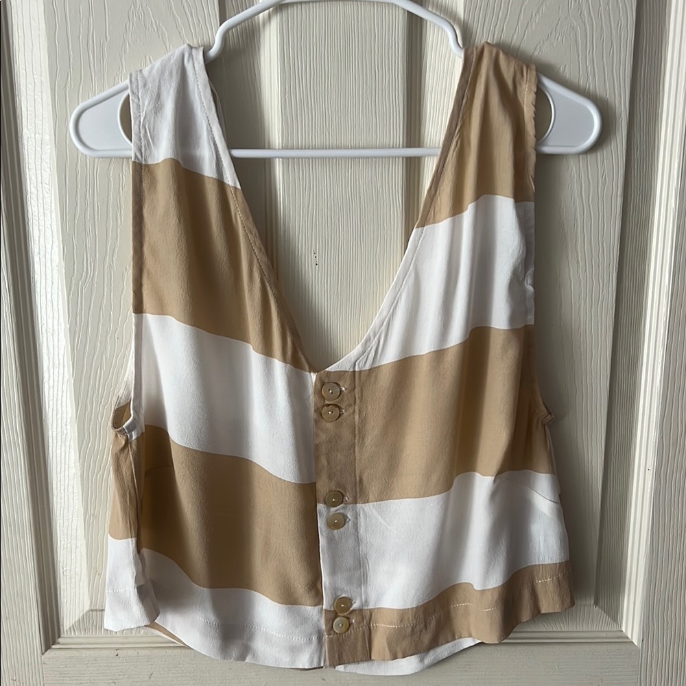 Zulu & Zephyr Striped Tan and White Women's Top